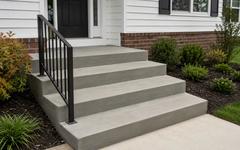 Concrete steps and porch