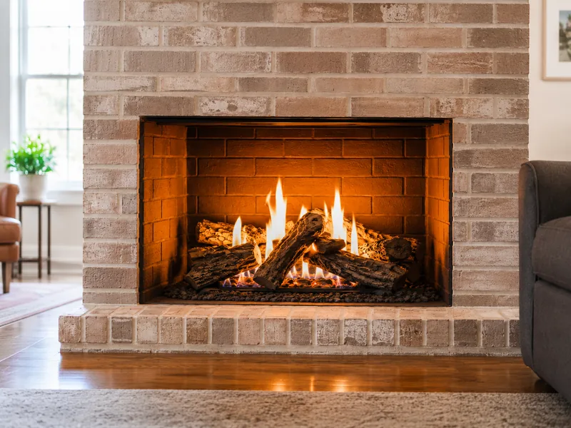 Fireplace and gas log installation